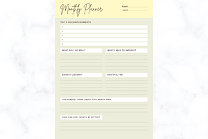 Yellow Monthly Planner