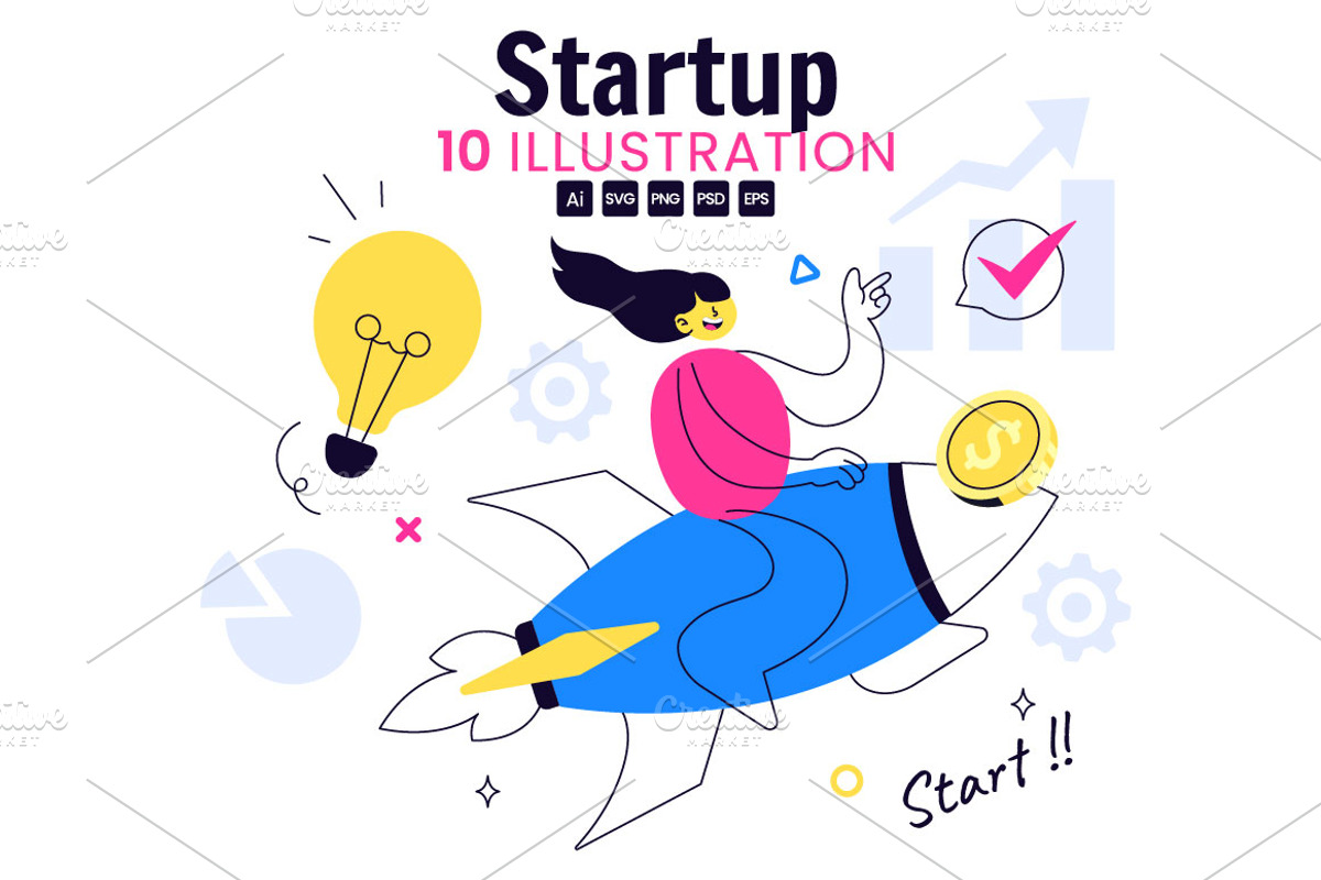 10 Business Startup Illustration, a Finance Illustration by denayunebgt (Photo 1 of 4)