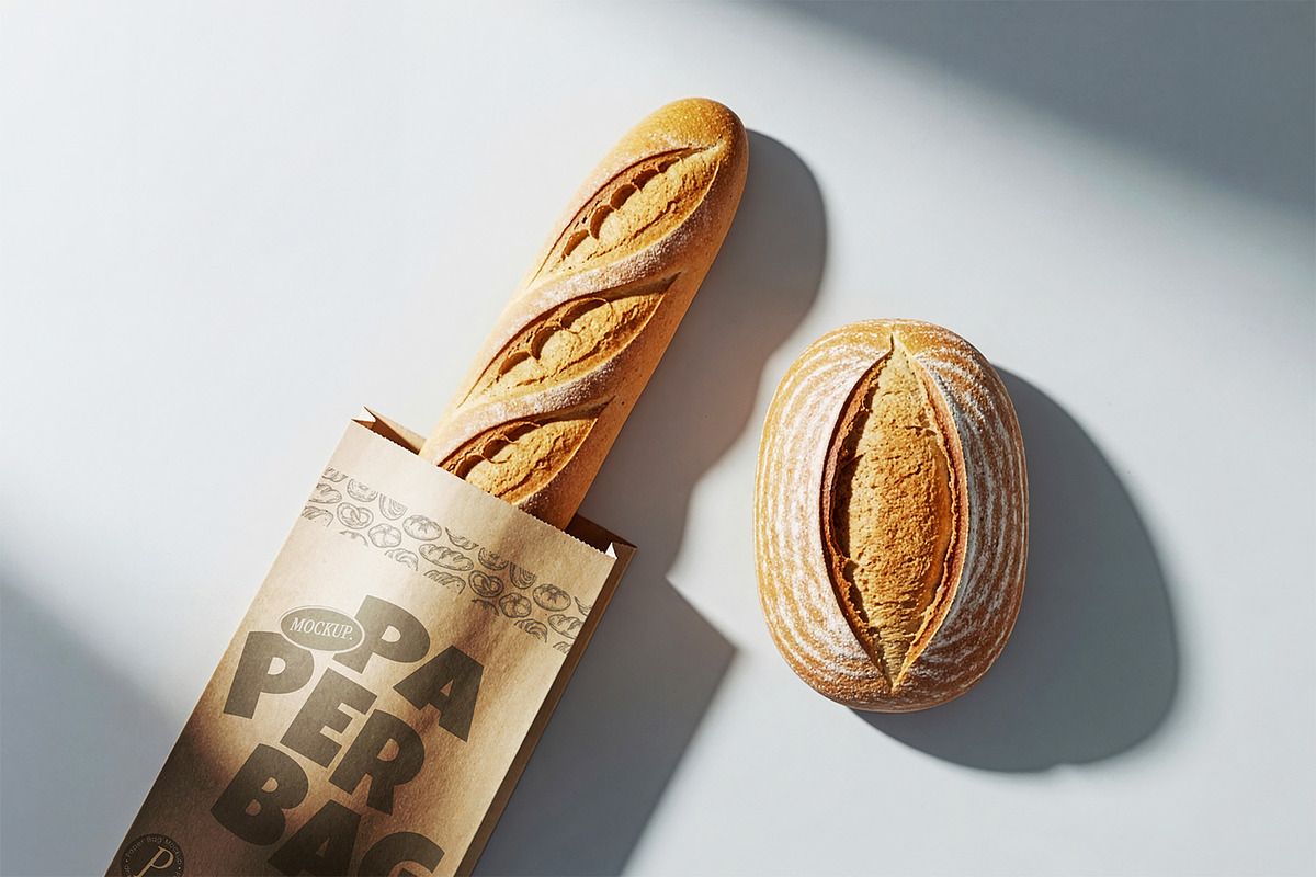 Bread Paper Bag Mockup, a Packaging Mockup by Nathatype (Photo 4 of 9)