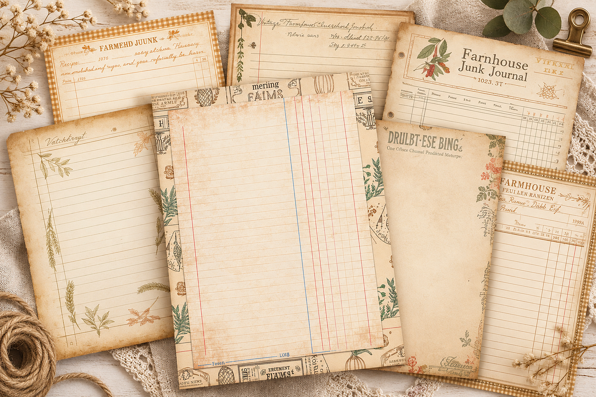 Vintage Farmhouse Junk Journal Paper, a Background Graphic by Printable Treasure (Photo 3 of 3)
