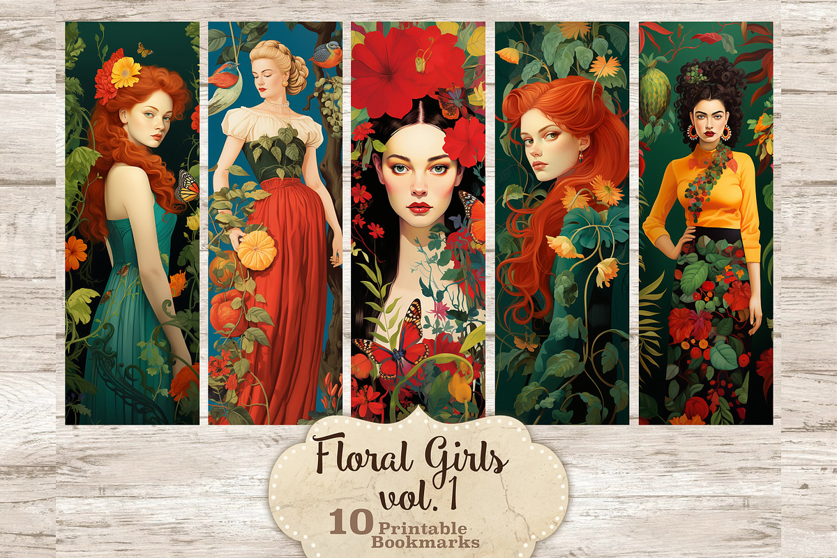 Floral Girls Bookmarks, a Person Illustration by GlamArtZhanna (Photo 1 of 3)