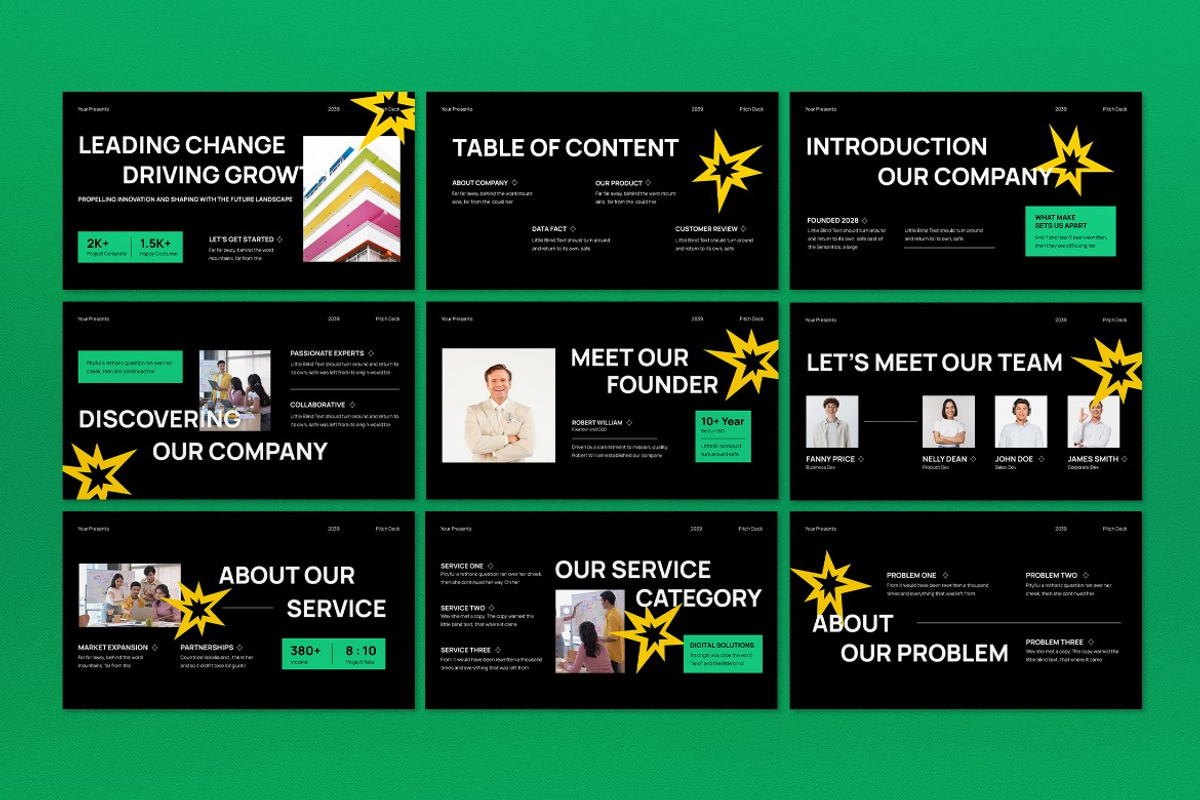 Black Green Pitch Deck Google Slide, a Presentation Template by graphicook (Photo 2 of 5)