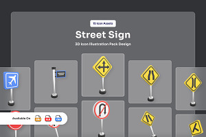 Wayra - Street Sign 3D Icon Pack, an Object Illustration by twinstd