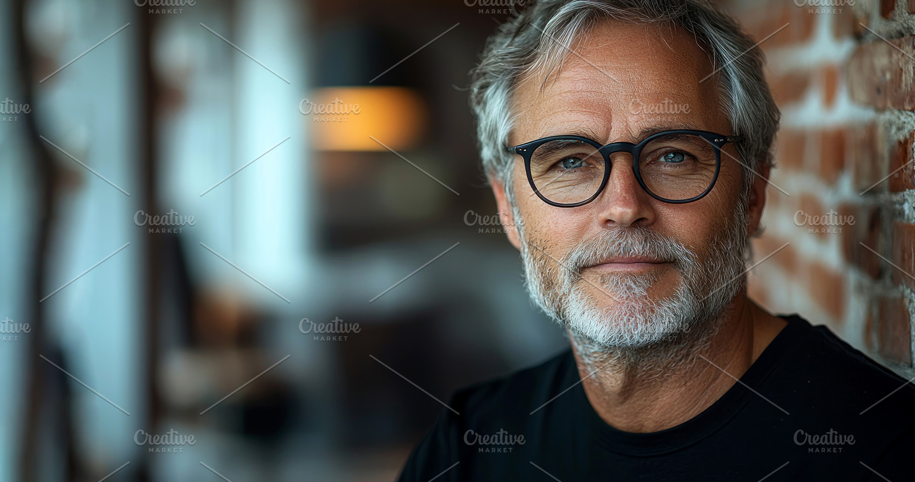 Stylish mature man with salt and pepper beard wearing round glas, a Person Photo by José Manuel Gelpi
