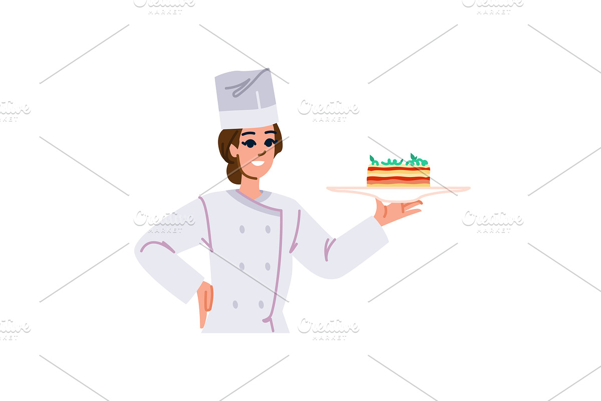 Professional chef holding delicious, a Food Illustration by pikepicture