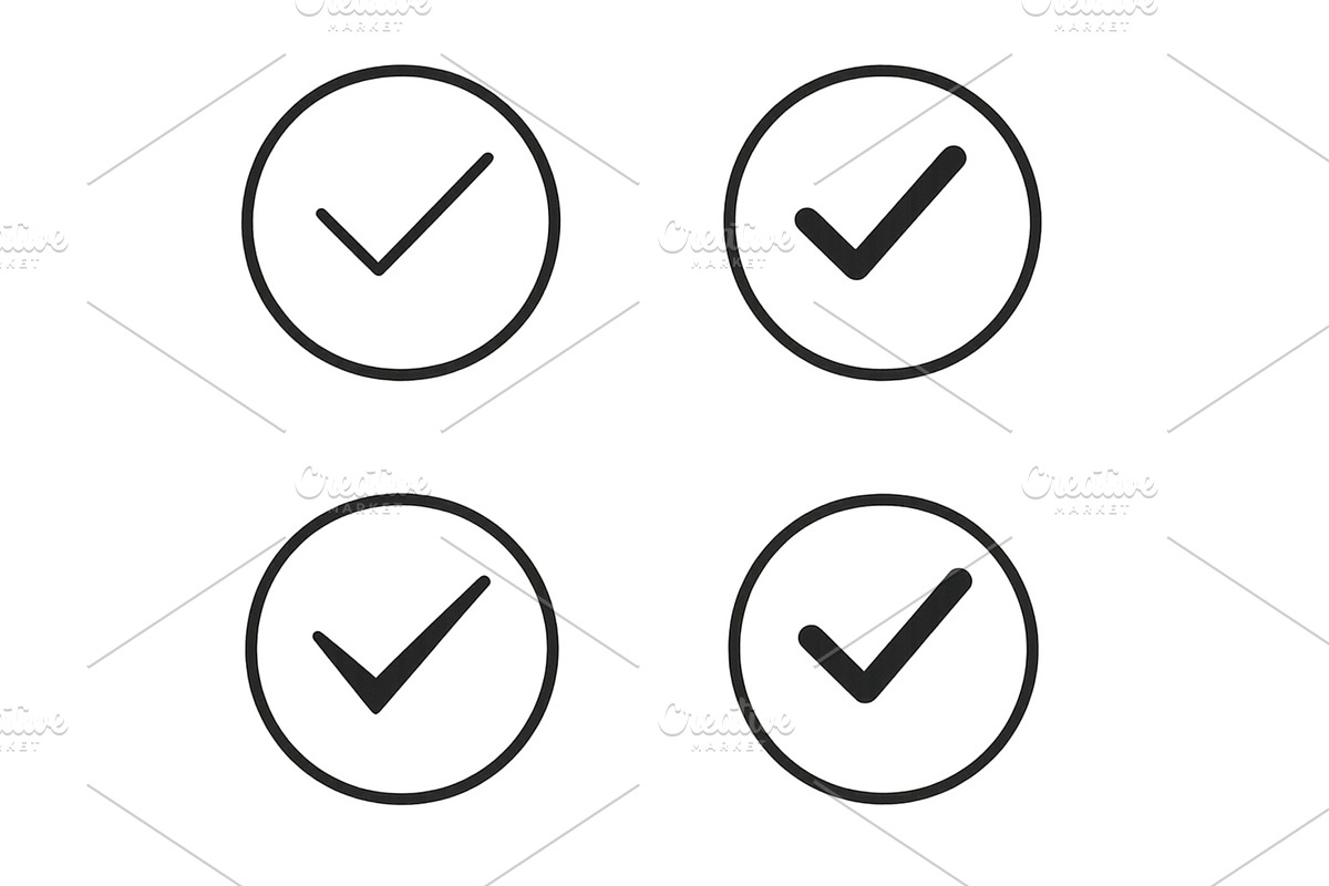 Check marks in four circles on a, an Object Illustration by ZinetroN