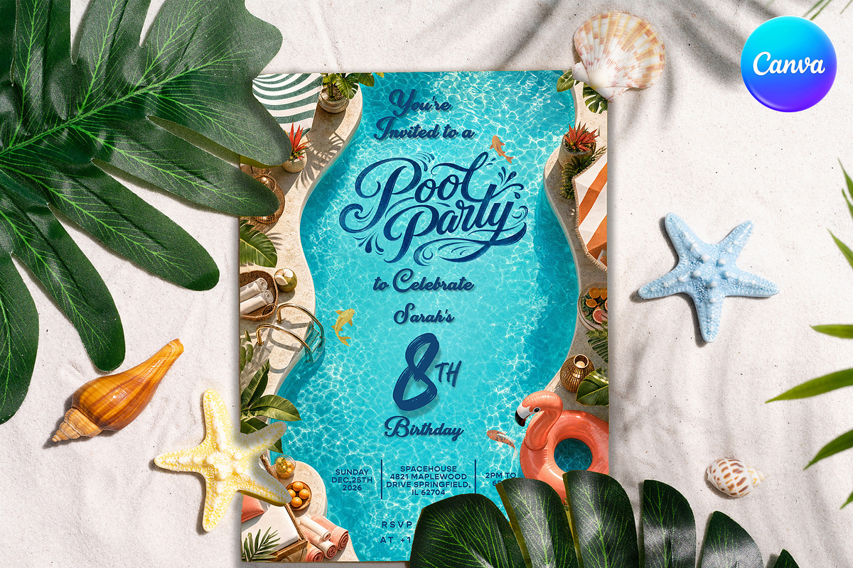 Pool Birthday Party Invitation, an Invitation Template by InvitingStorys (Photo 2 of 12)