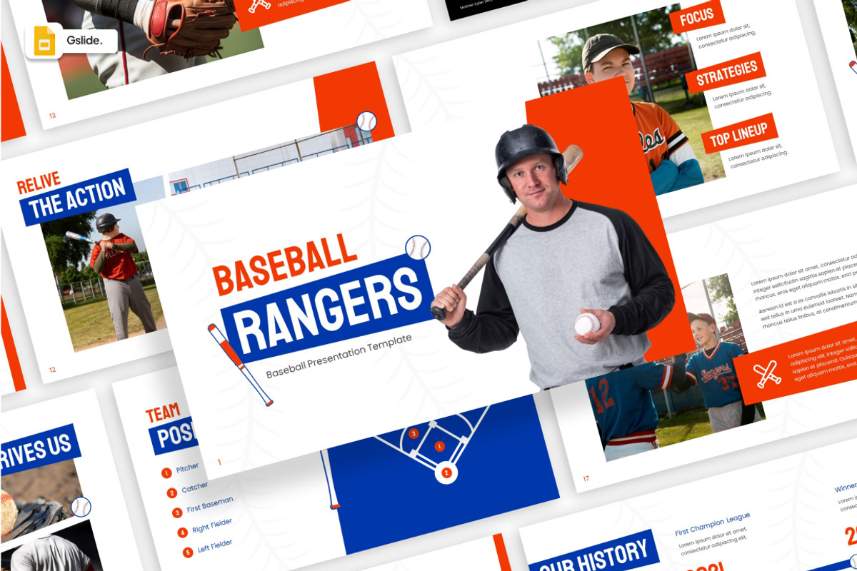 Baseball Rangers Google Slides, a Presentation Template by Loin Studio (Photo 1 of 4)