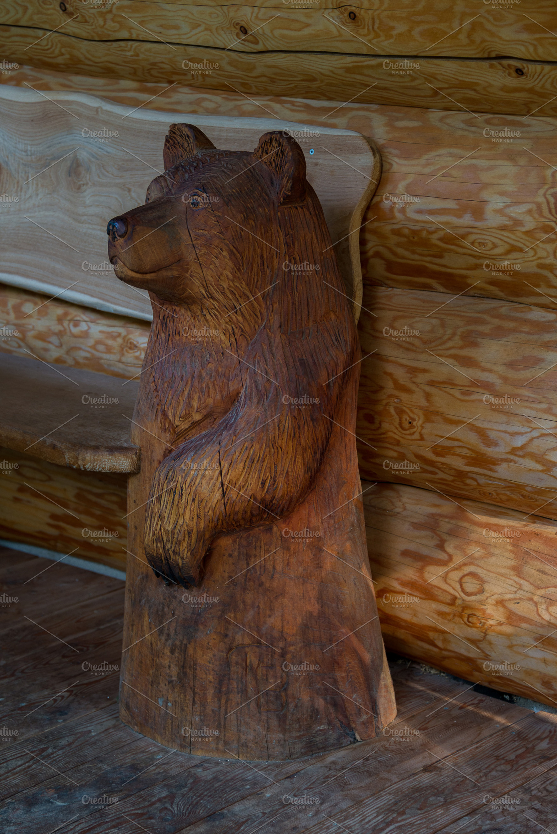 Wooden bear statue, a Background Photo by HrastovaSiska