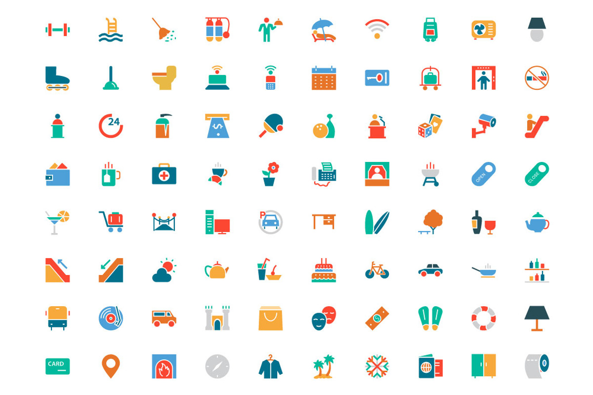 Hotel and Restaurant Colored Icons, a Solid Icon by Creative Stall (Photo 2 of 4)