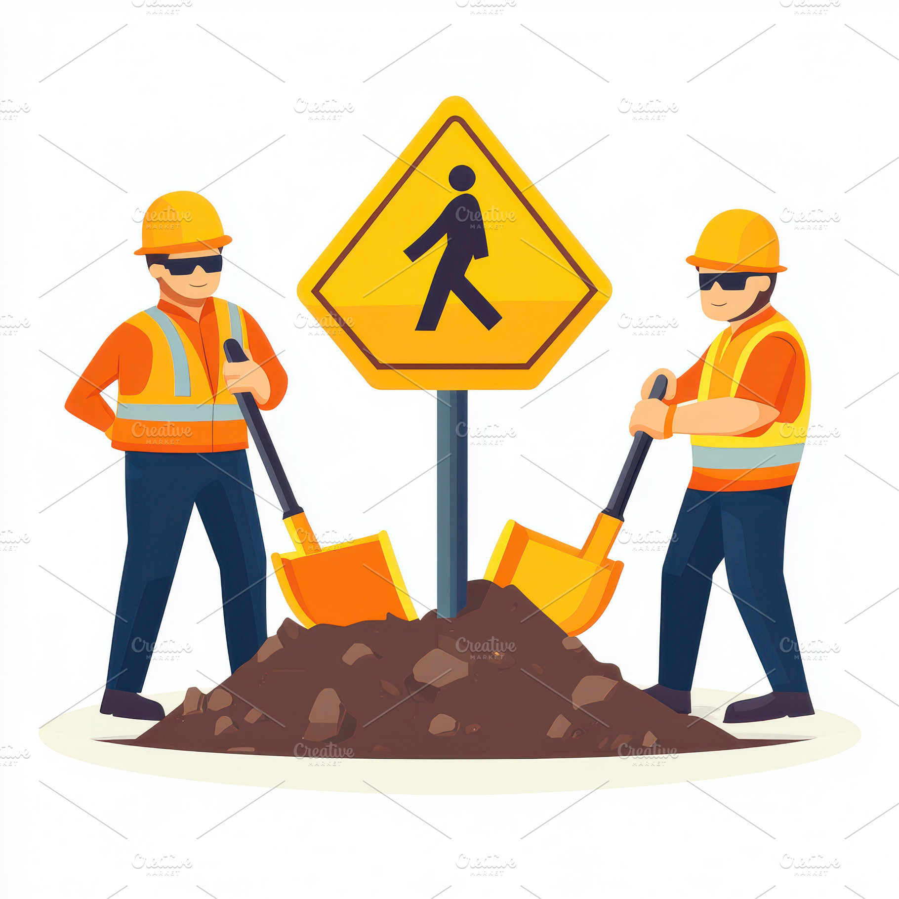 Construction workers digging near pe, an Abstract Photo by Pixeness Studio