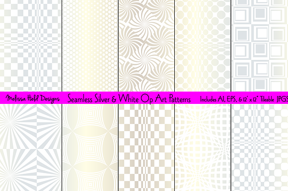 Seamless Silver Op Art Patterns preview 7