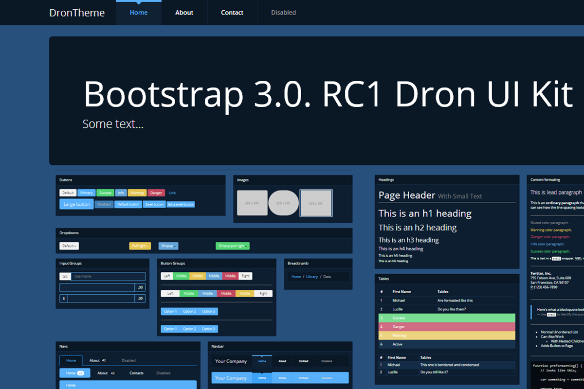 Bootstrap 3.0. theme DRON dark UI, a Bootstrap Template by Bootstraptor (Photo 2 of 5)