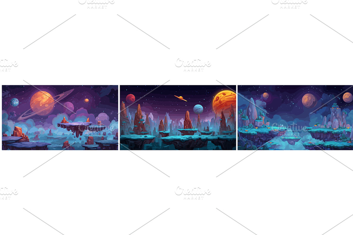 Space floating islands background, a Technology Illustration by Stock-Smart-Start