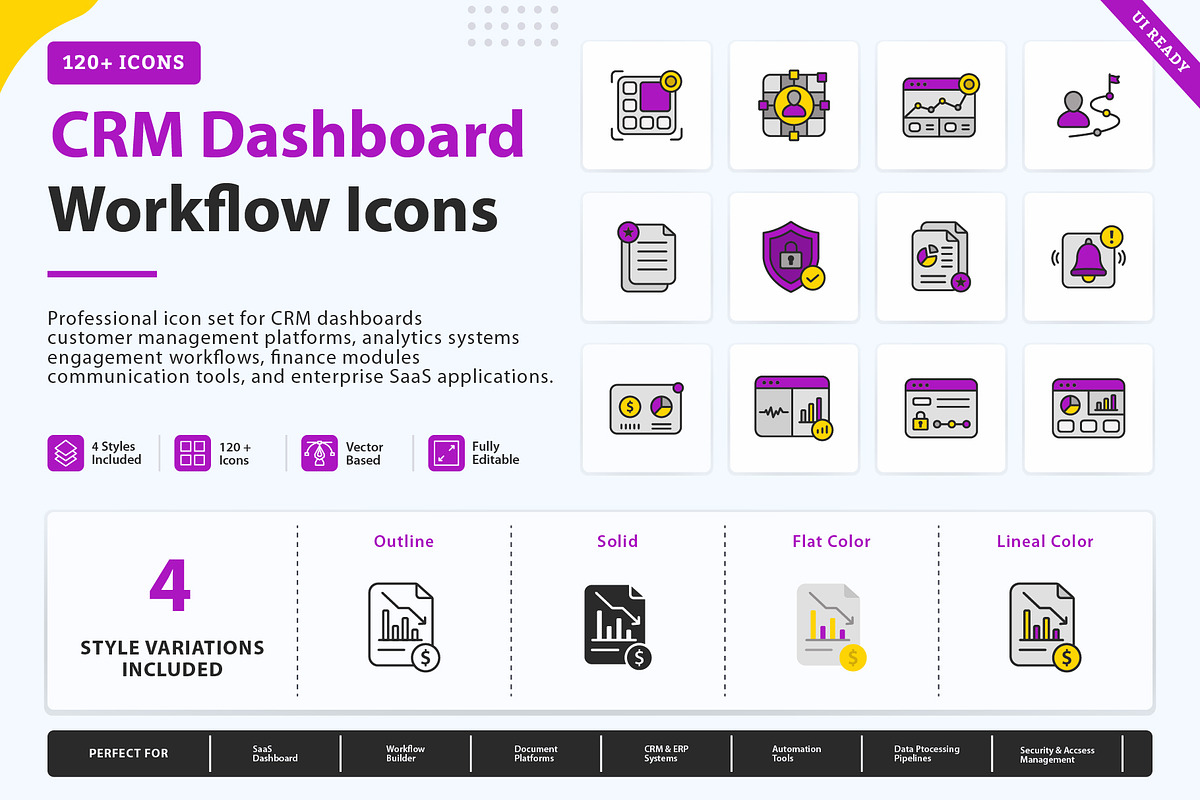CRM Dashboard Icons, an Outline Icon by vexper (Photo 1 of 10)