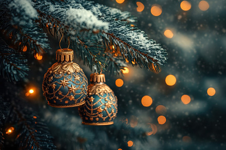 Beautifully decorated Christmas tree, a Photo by Tanuart