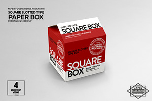 Square Slotted-Type Paper Box Mockup