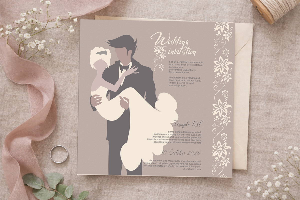 Wedding Invitation Vector Template, an Invitation Template by Elena Naumchenkova (Photo 2 of 3)