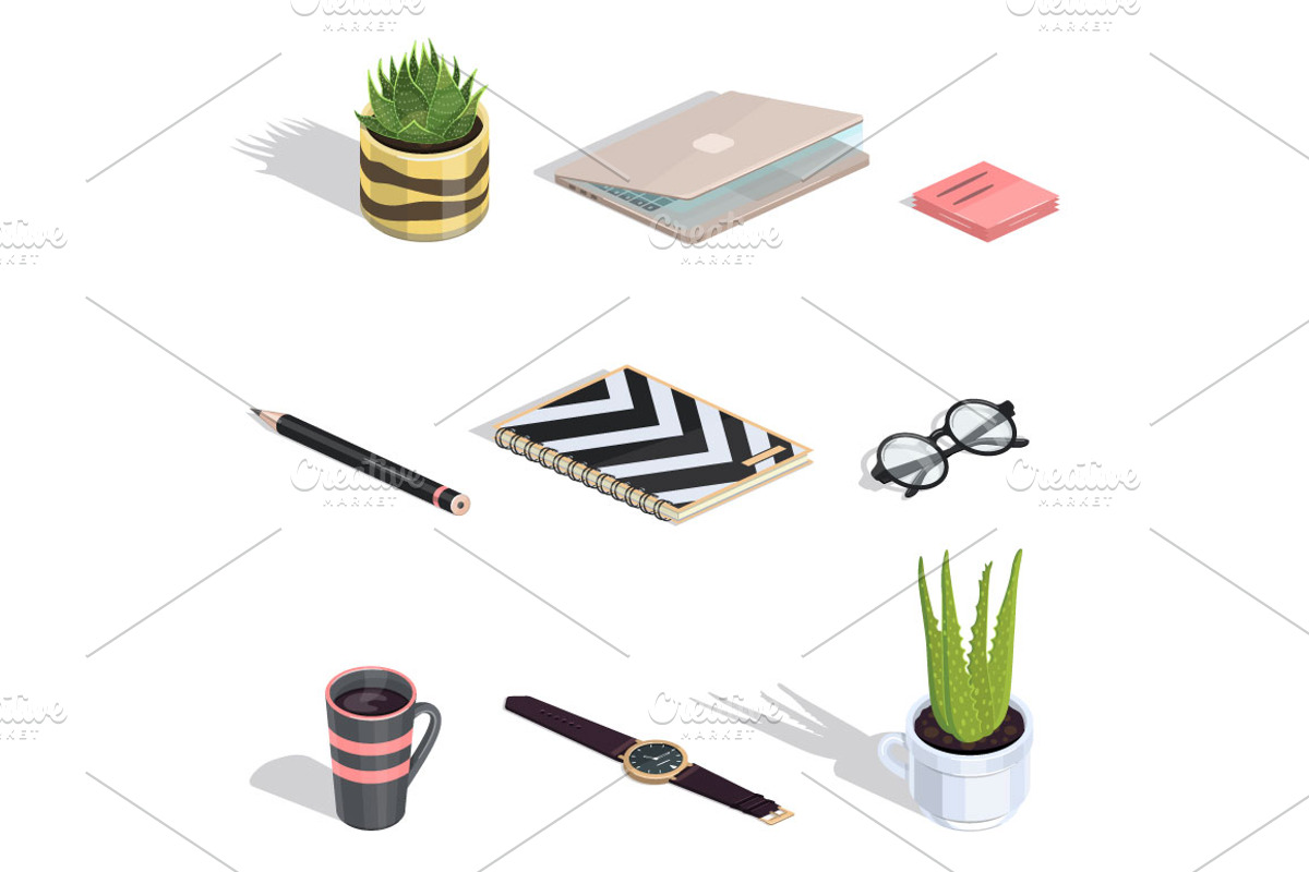 Workspace VECTOR isometric icons, a Finance Illustration by Natalka Dmitrova art (Photo 11 of 16)