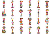 Whimsical Christmas Giraffe Clipart, an Illustration by Sublimation Artist (Thumbnail 2 of 6)