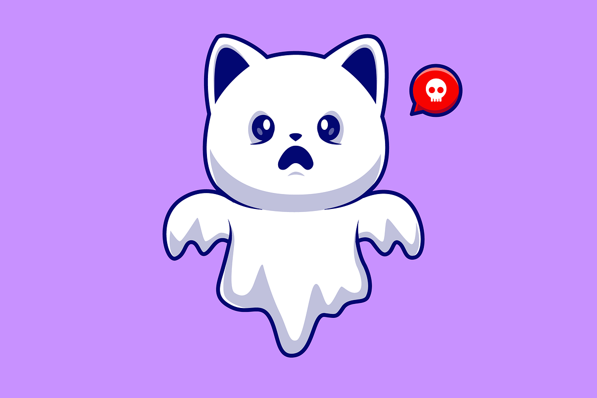 Cute Ghost Cat Cartoon Illustration, an Animal Illustration by Catalyst Labs