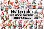 Boho Valentines Gnome Clipart, an Illustration by Design Market (Thumbnail 1 of 3)