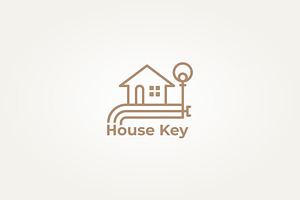 house key real estate line art logo, a Branding & Logo Template by Blazybone