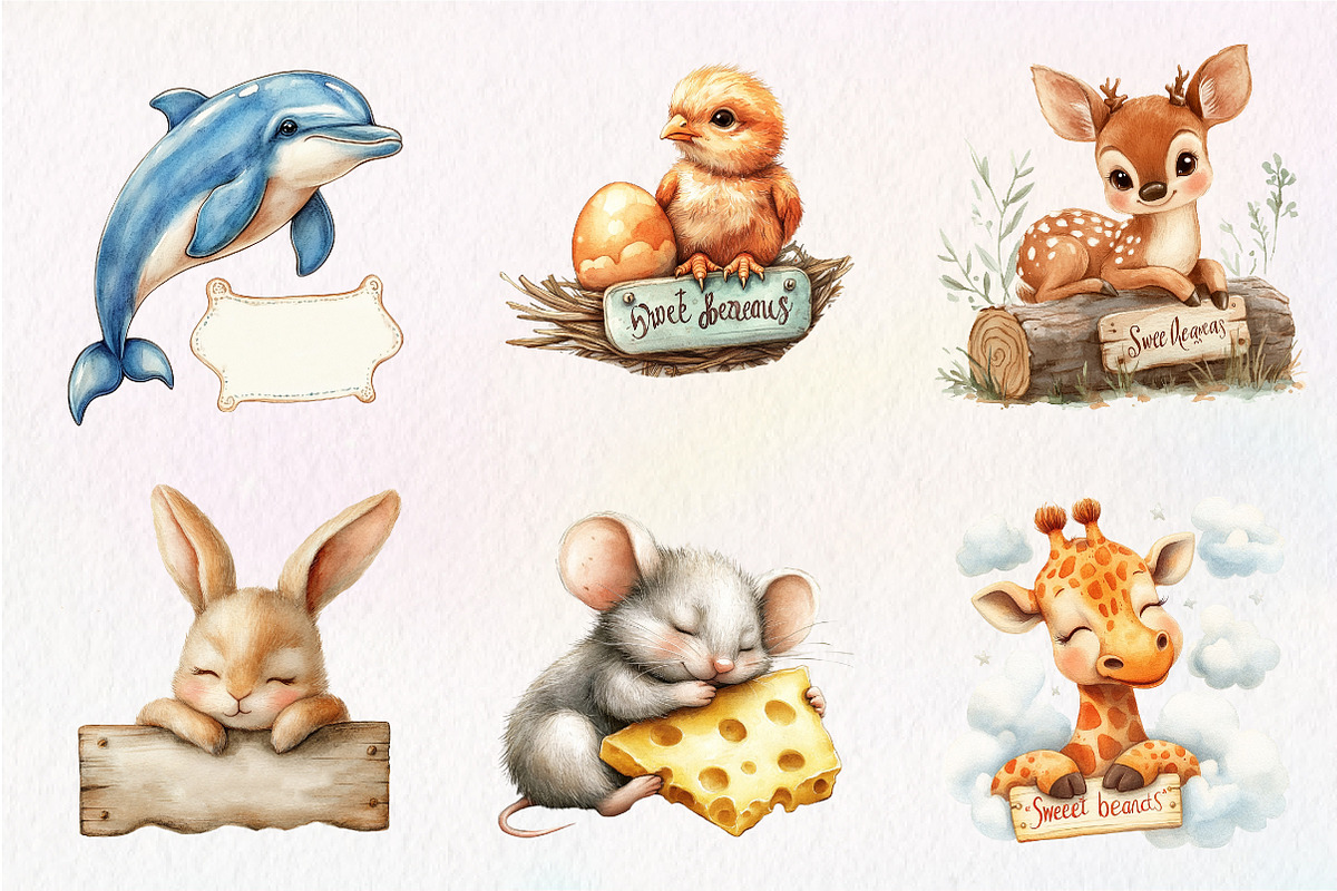 Sleepy Animals, Sweet Dreams Sign, an Illustration by CreationArt (Photo 4 of 9)