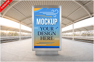 Poster Railway Platform Mockup PSD