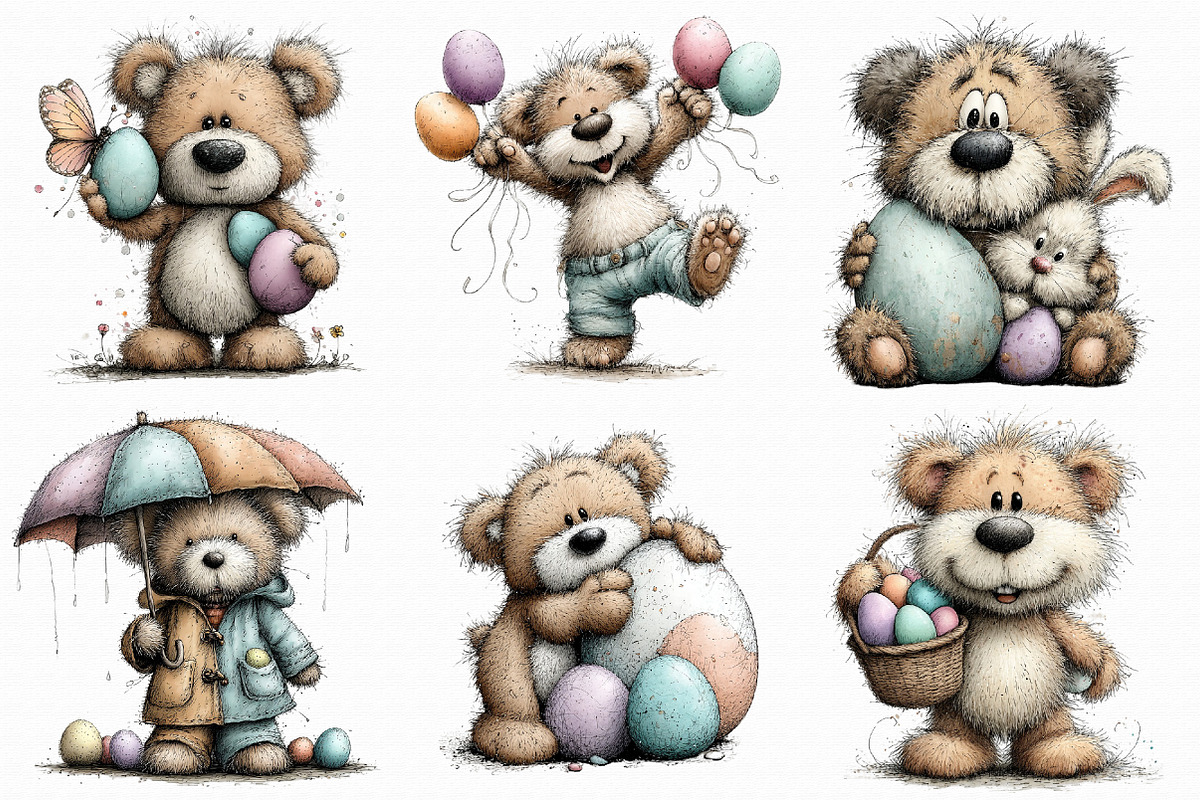 Whimsical Easter Teddy Bear Clipart, an Illustration by Libby Wishes (Photo 3 of 8)