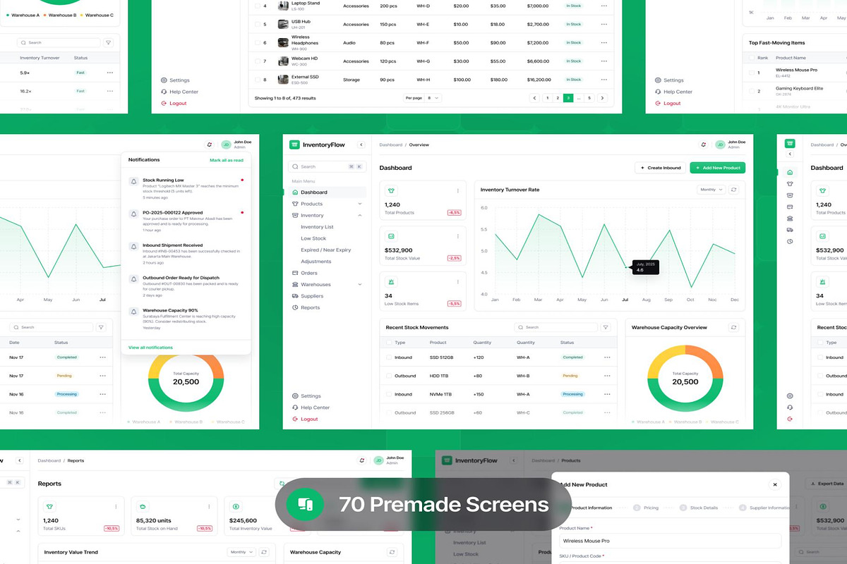 FlowDesk — Warehouse & Inventory Management UI Kit