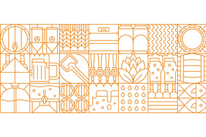 Beer production brewing pattern, a Food Illustration by Vector Tradition