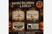 Vintage Halloween Labels PNG Bundle, a Seasonal Illustration by Tanya Kart (Thumbnail 4 of 6)