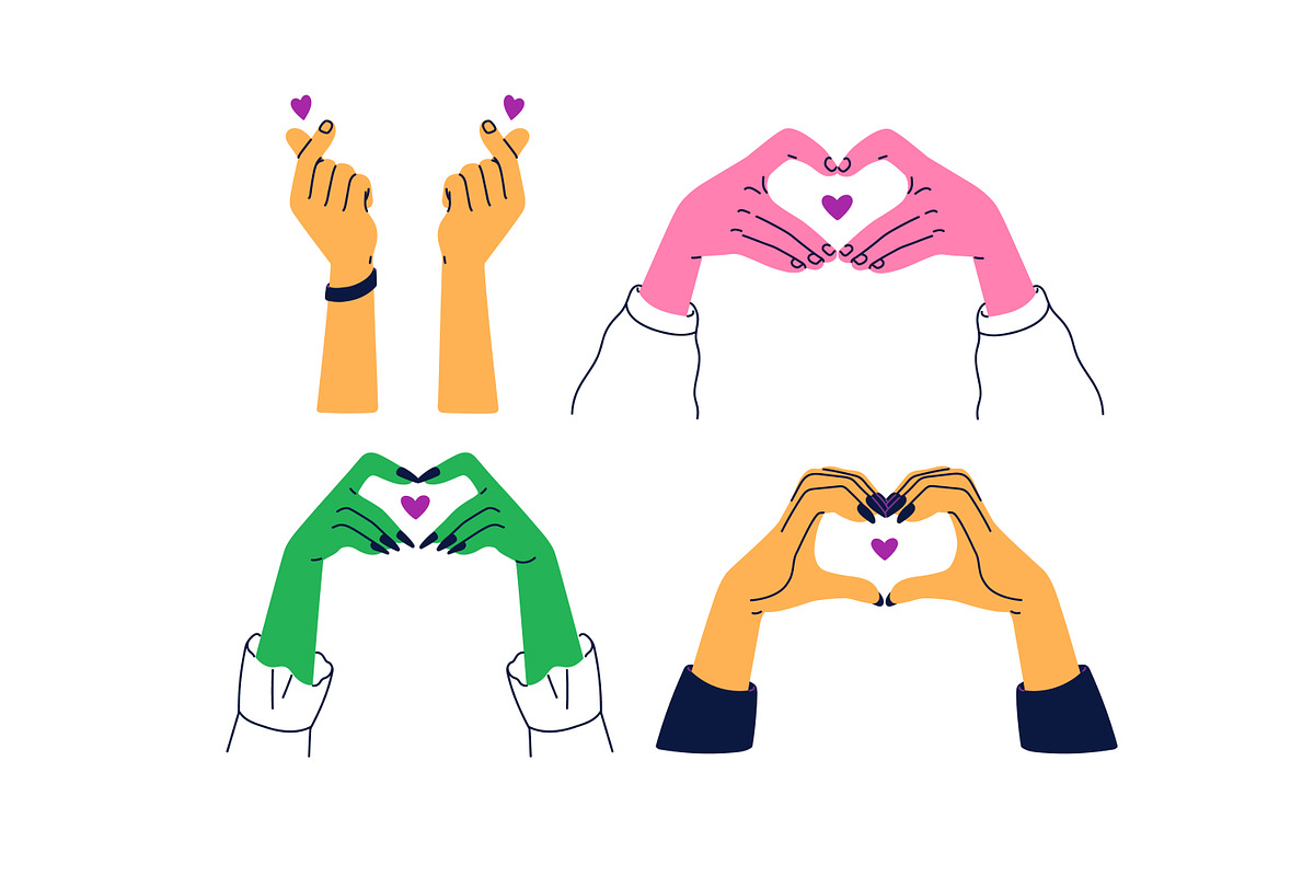 Hands making heart gesture set, a Person Illustration by Good Studio (Photo 5 of 10)