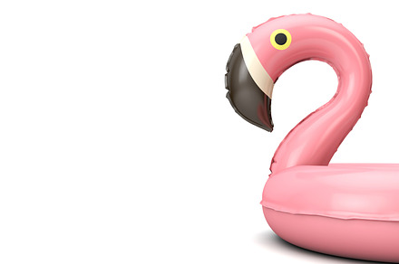 Pink inflatable flamingo containing flamingo, summer, and pink