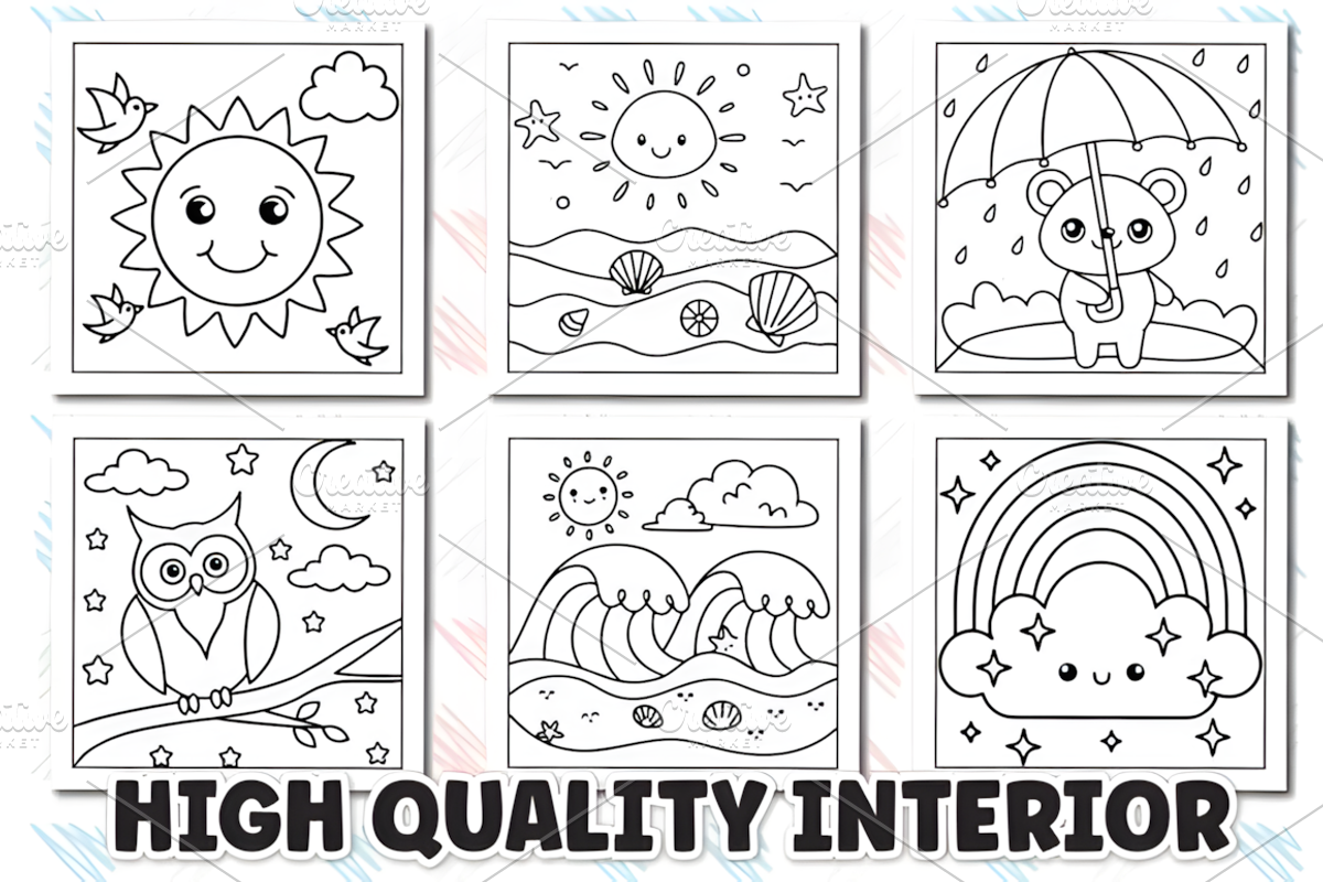 Cute Weather Coloring Book for Kids, a Decorative Illustration by Design Station (Photo 6 of 7)
