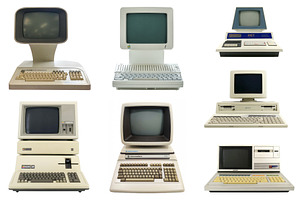 Set of vintage desktop computers, a Technology Photo by BOOCYS