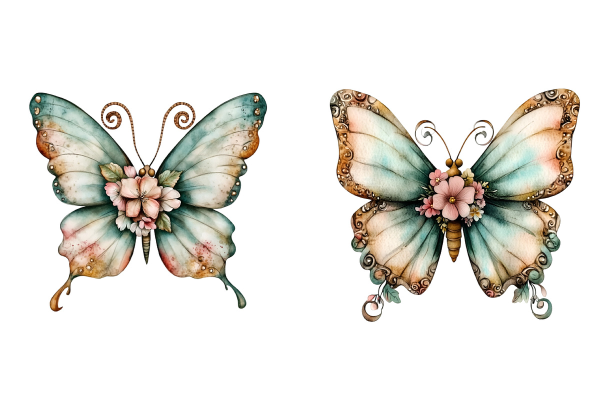 Whimsical Spring Butterfly Clipart, an Illustration by SinaCreation (Photo 4 of 11)