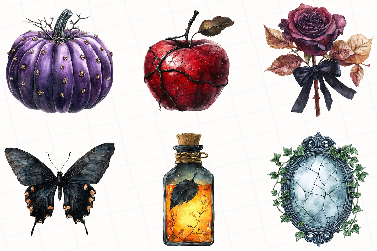 Watercolor Gothic Autumn Clipart, an Illustration by OK Design (Photo 4 of 5)