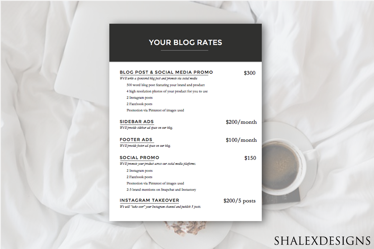 Blog Rates PSD Template, a Stationery Template by ShalexDesigns