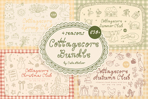 4 Seasons Cottagecore Cipart Bundle, a Seasonal Illustration by Cute Atelier