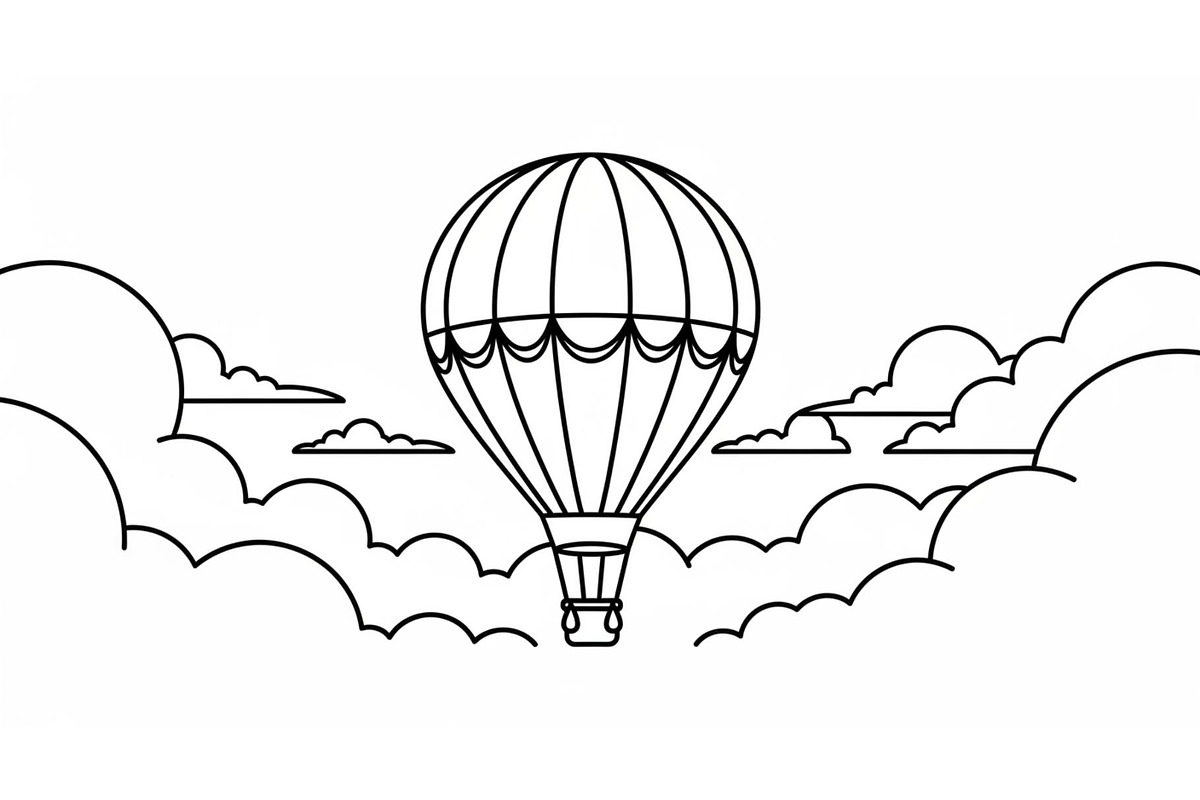 Hot Air Balloon Cloud Line Art bundl, an Illustration by Designer_Momina (Photo 44 of 51)