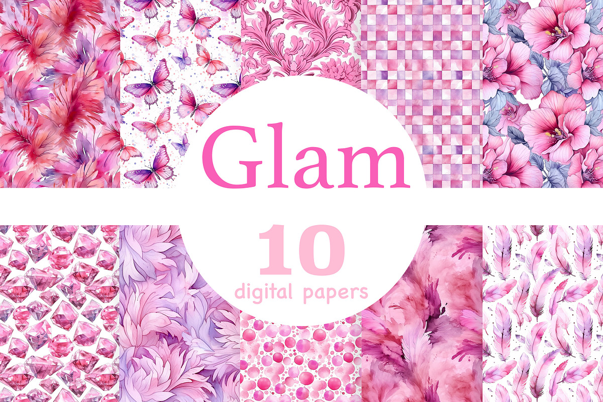 Glam Digital Papers Set | Fashion, a Pattern Graphic by GlamArtZhanna (Photo 1 of 3)