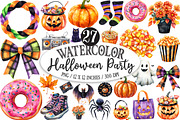 Watercolor Halloween Clipart, a Seasonal Illustration by Designking (Thumbnail 1 of 5)