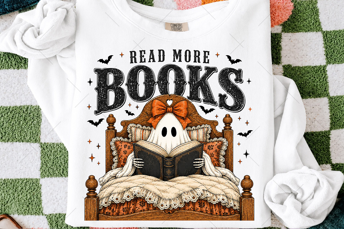 Ghost Reading Book Halloween PNG, a Seasonal Illustration by OK Design (Photo 1 of 5)