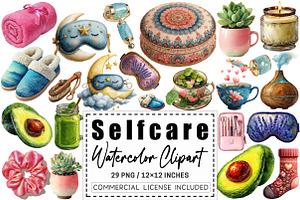 Watercolor Selfcare Clipart, a Graphic by CitraGraphics