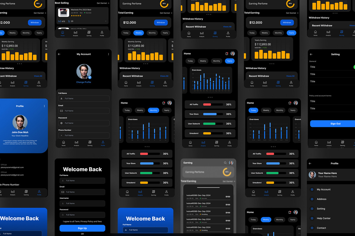 Dashboard Store Mobile App Ui Kit, an UI Kit Template by Pixel Blend (Photo 8 of 13)