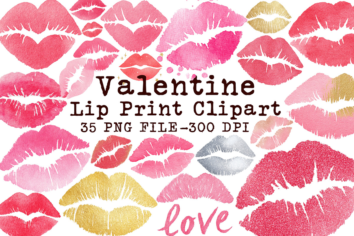 Lip Print Valentine Clipart Png, an Illustration by Libby Wishes (Photo 1 of 5)