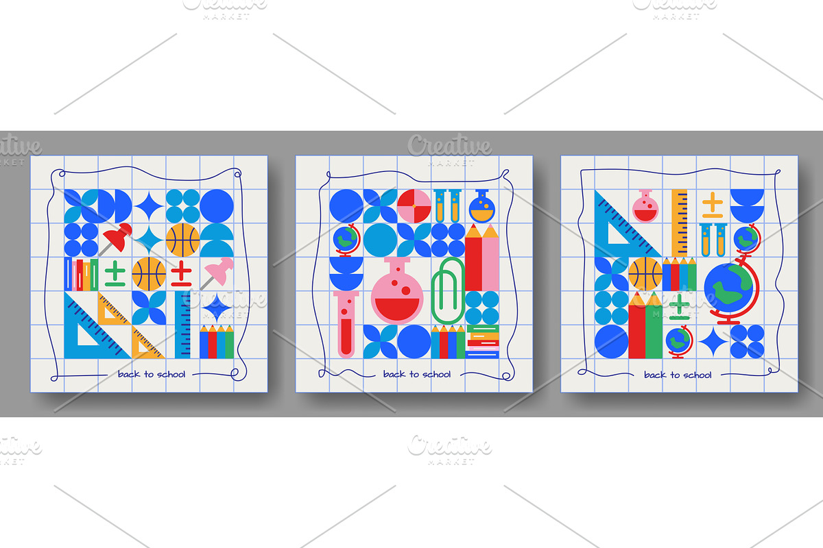 Geometric study pattern on grid, an Education Illustration by art PVP - market