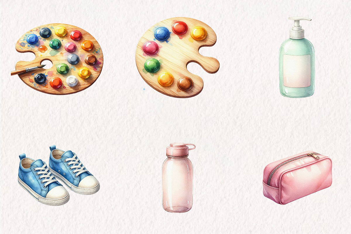 Back school clipart - Watercolor, a Seasonal Illustration by CreationArt (Photo 3 of 7)